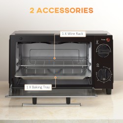HOMCOM 9L Mini Four & Gril | Four grille-pain, Minuterie, 750W — Noir