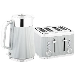 HOMCOM Wasserkocher aus Edelstahl & 4-Scheiben-Toaster-Set — Schwarz