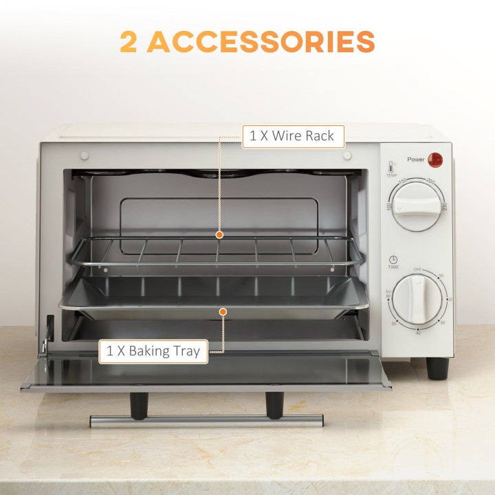 HOMCOM 9L Mini Oven & Grill | Toaster Oven, Timer, 750W — Black