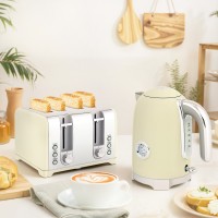 HOMCOM Rétro 3000W Ensemble bouilloire et grille-pain - Crème