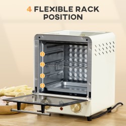 HOMCOM 15L Mini Oven & Grill | 1000W, 60–230°C, Timer — Cream