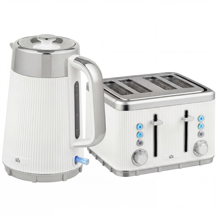 HOMCOM Stainless Steel Kettle & 4-Slice Toaster Set — Black