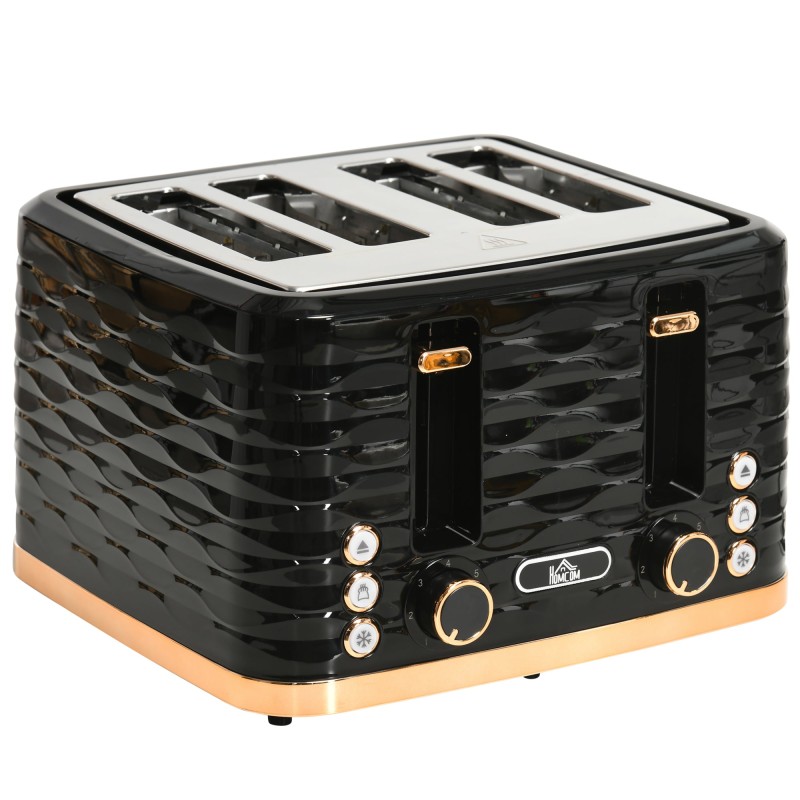 HOMCOM Fire-Skive Ripplet Brødrister - Sort