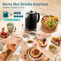 HOMCOM Retrò Lucido 40-100°Set Bollitore e Tostapane - Nero