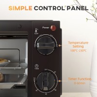 HOMCOM 9L Mini-oven & Grill | Toaster Oven, Timer, 750W — Zwart