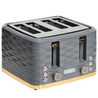HOMCOM Vierscheiben-Wellendesign-Toaster - Grau