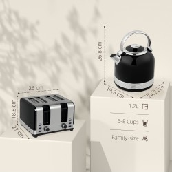 Set de Hervidor y Tostadora de Acero Inoxidable Pulido HOMCOM - Negro