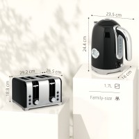 HOMCOM Retro 3000W Elkedel og brødrister sæt - Sort