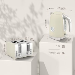 HOMCOM Retro 3000W Vattenkokare och brödrostset – Grå