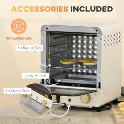 HOMCOM 15L Mini Oven & Grill | 1000W, 60–230°C, Timer — Cream
