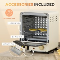 HOMCOM 15L Mini four et gril | 1000W, 60–230°C, Minuteur — Crème