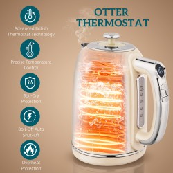 HOMCOM Polished Retro 40-100°C Kettle and Toaster Set - Cream