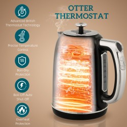 HOMCOM Poliertes Retro 40-100°C-Wasserkocher- und Toaster-Set – Schwarz
