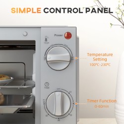 HOMCOM 9L Mini Four & Gril | Four grille-pain, Minuterie, 750W — Noir