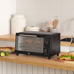 HOMCOM 9L Mini Four & Gril | Four grille-pain, Minuterie, 750W — Noir