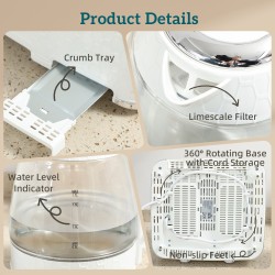 Tetera HOMCOM & 4-Set de Tostadora de Rebanadas | Strix, Ebullición Rápida — Crema