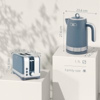HOMCOM Schlankes Textur-Wasserkocher- und Toaster-Set – Blau