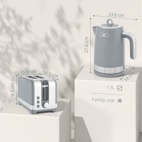 HOMCOM Sleek Textured Vattenkokare och Brödrost Set - Grå