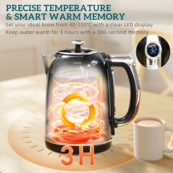 HOMCOM Polished Retro 40-100°C Kettle and Toaster Set - Black