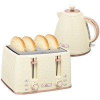 HOMCOM Kettle & 4-Slice Toaster Set | Fast Boil — Beige