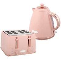 HOMCOM Kettle & 4-Slice Toaster Set | Fast Boil — Light Pink