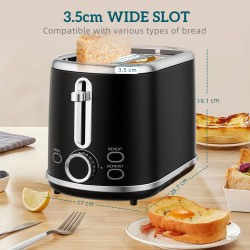 HOMCOM Retrò Lucido 40-100°Set Bollitore e Tostapane - Nero