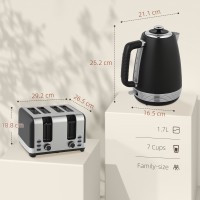 Ensemble bouilloire et grille-pain HOMCOM avec panneau en acier inoxydable - Noir