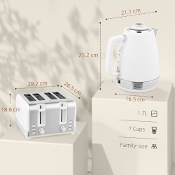Set de Hervidor y Tostadora HOMCOM con Panel de Acero Inoxidable - Blanco