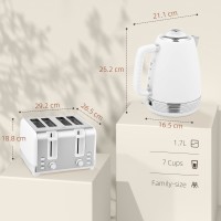 Set de Hervidor y Tostadora HOMCOM con Panel de Acero Inoxidable - Blanco