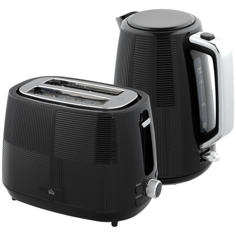 HOMCOM Kettle & 2-Slice Toaster Set | Fast Boil — Black