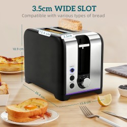 HOMCOM Yksinkertainen Kiillotettu Leivänpaahdin ja Vedenkeitin -setti - Musta