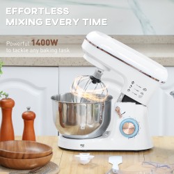 HOMCOM køkkenmaskine | 5L, 1400W, 6 Hastigheder — Sort