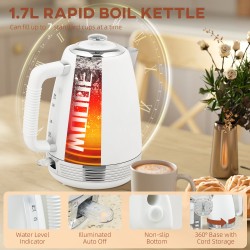 Set de Hervidor y Tostadora HOMCOM con Panel de Acero Inoxidable - Blanco