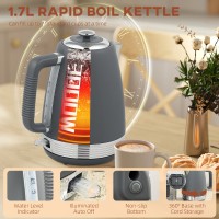 HOMCOM Wasserkocher und Toaster Set mit Edelstahlpaneel - Grau