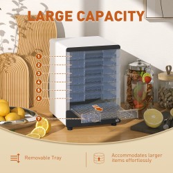 HOMCOM Sieben Tablett, 40-70°C Lebensmittel-Dörrgerät - Weiß