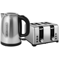 HOMCOM Kettle & 4-Slice Toaster Set | LED Strip — Black