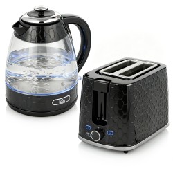 HOMCOM Kettle & 2-Slice Toaster Set | Limescale Filter — Black