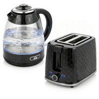 HOMCOM Waterkoker & 2--Sneden Broodrooster Set | Kalkfilter — Zwart
