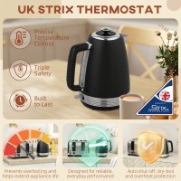 HOMCOM Wasserkocher und Toaster Set mit Edelstahlpaneel - Schwarz