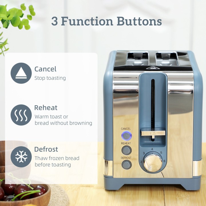 HOMCOM Sleek Textured Kettle and Toaster Set - Blue