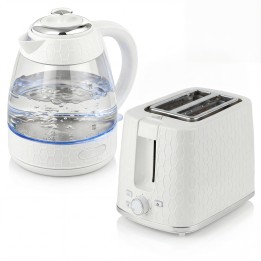 HOMCOM Kettle & 2-Slice Toaster Set | Limescale Filter — Cream