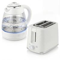HOMCOM Kettle & 2-Slice Toaster Set | Limescale Filter — Cream