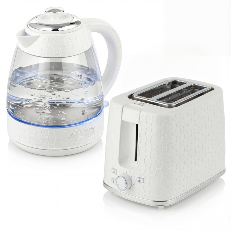 HOMCOM Kettle & 2-Slice Toaster Set | Limescale Filter — Cream
