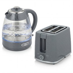 HOMCOM Kettle & 2-Slice Toaster Set | Limescale Filter — Grey