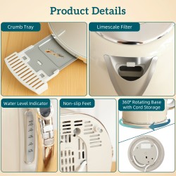 HOMCOM Retrò Lucido 40-100°Set Bollitore e Tostapane C - Crema