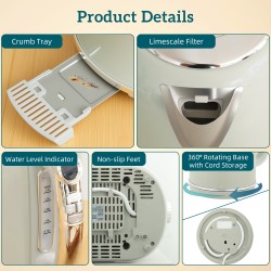HOMCOM Retrò Lucidato 40-100°Set Bollitore e Tostapane C - Grigio