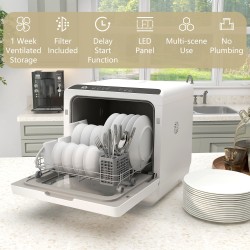 Lavavajillas de sobremesa HOMCOM de seis programas - Blanco