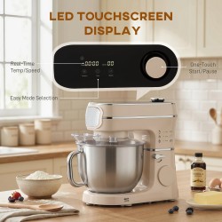 HOMCOM Standmixer, 6L 1400W Klappkopf-Küchenmaschine mit 11 Geschwindigkeiten, Puls