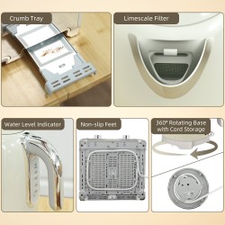 HOMCOM Retro 3000W Kettle and Toaster Set - Grey