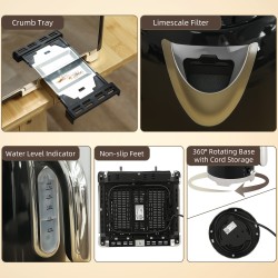 HOMCOM Retro 3000W Vannkoker og brødrister-sett – svart